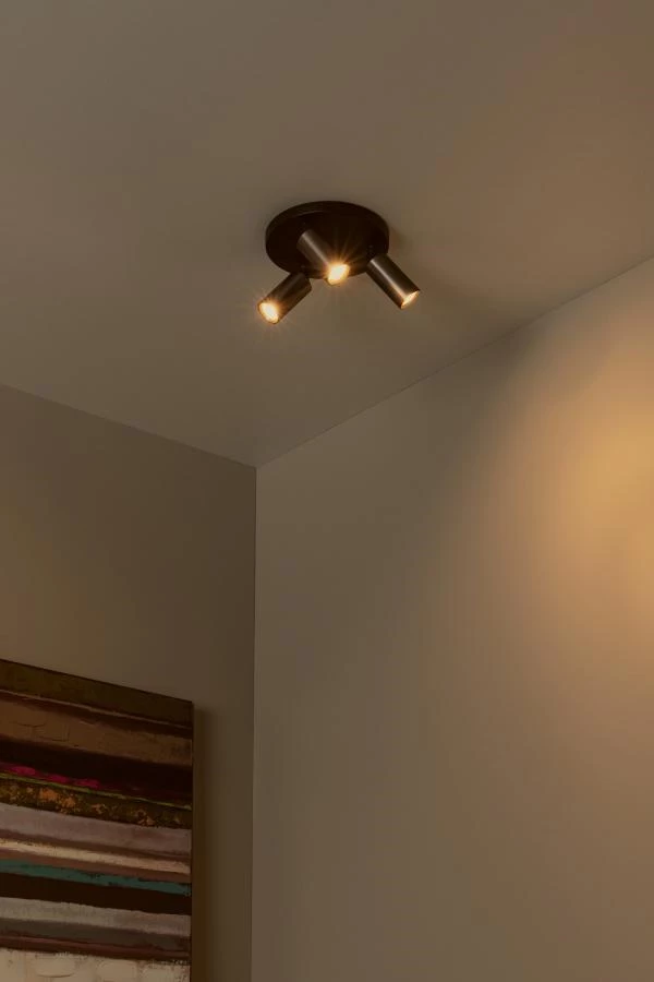 Lucide RITMO - Ceiling spotlight - Ø 18 cm - 3xGU10 (MR11) - Coffee - atmosphere 1